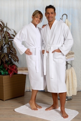 szlafroki z tkaniny waflowej, płaszcze z frotte